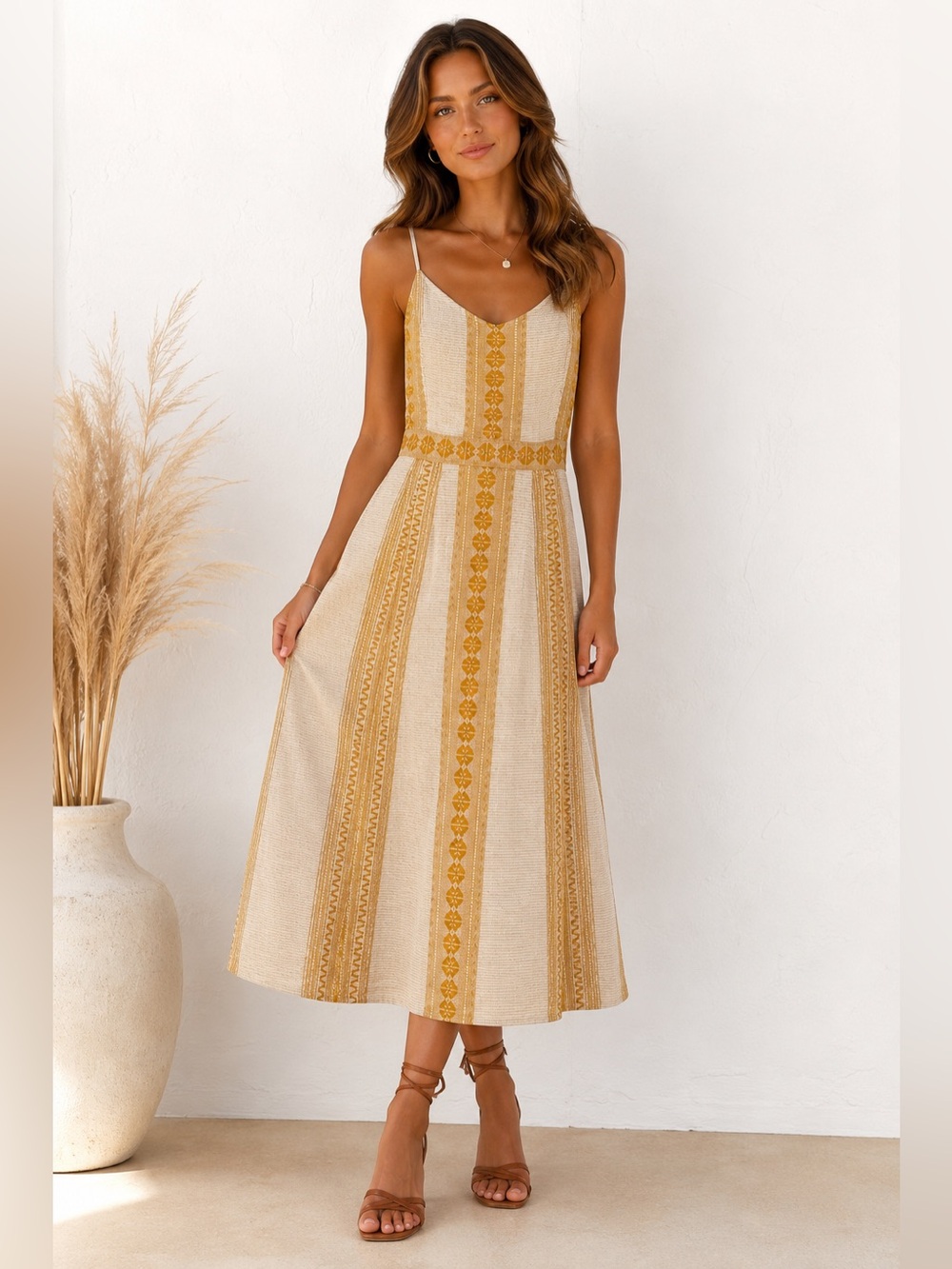 Anthropologie En Creme Midi Dress Womens Large Cream NWOT Boho Embroidered